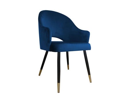 Dark blue upholstered chair DIUNA armchair material MG-16 with gold legs