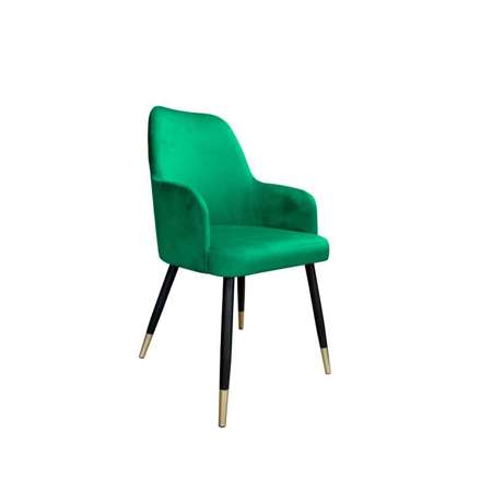 Green upholstered PEGAZ chair material MG-25 with golden leg