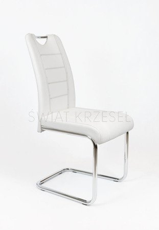 SK DESIGN KS034 WHITE SYNTHETIC LETHER CHAIR WITH CHROME RACK