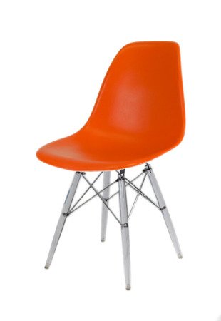 SK Design KR012 Orange Chair, Clear legs