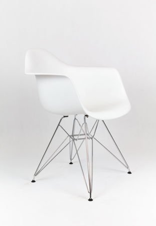 SK Design KR012F White Armchair, Chrome legs