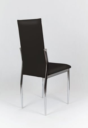 SK Design KS004 Black Synthetic Leather Chair with Chrome Rack