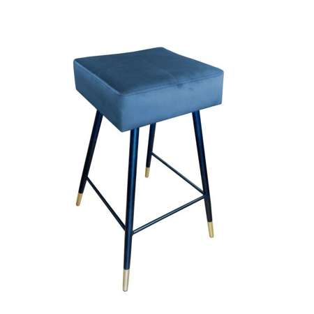 Blau gepolsterter Stuhl FENIKS Material MG-33 mit goldenem Bein