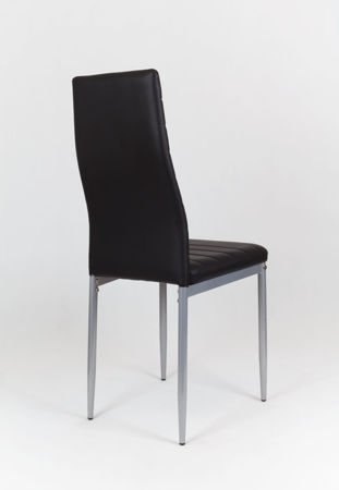 SK Design KS001 Schwarz Kunsleder Stuhl auf einem lackierten Rahmen