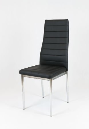 SK Design KS001 Czarne Krzesło z Eko-skóry, Chromowane nogi
