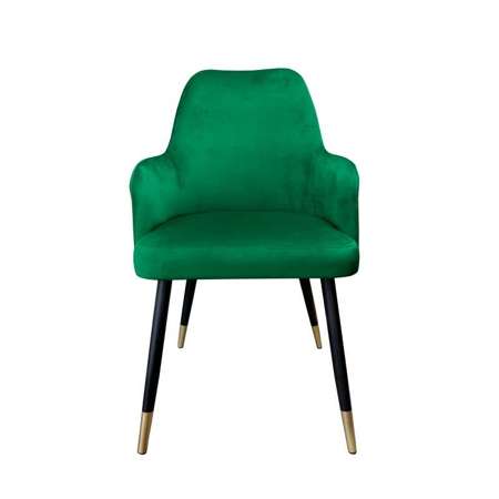 Zielone tapicerowane krzesło PEGAZ materiał MG-25 ze złotą nóżką